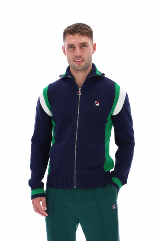 Fila Vintage Cortez Knitted Track Top Navy/Green/Gardenia - RD1 Clothing