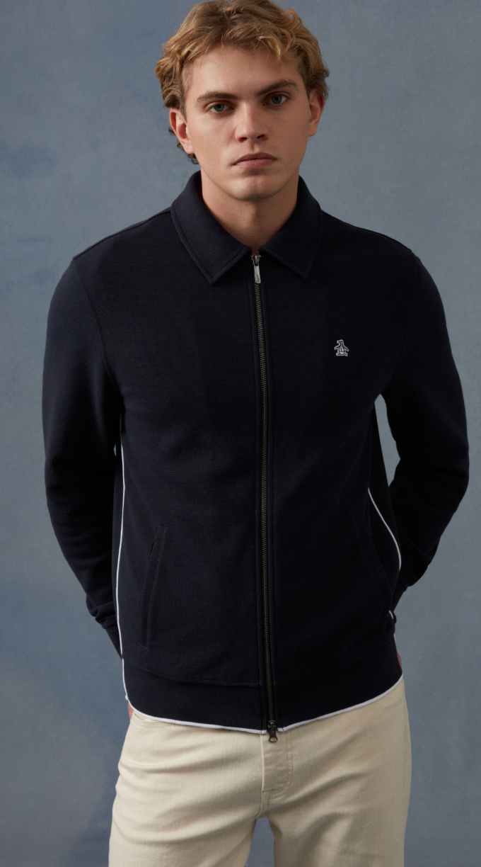 Original Penguin Piped Track Top Dark Sapphire