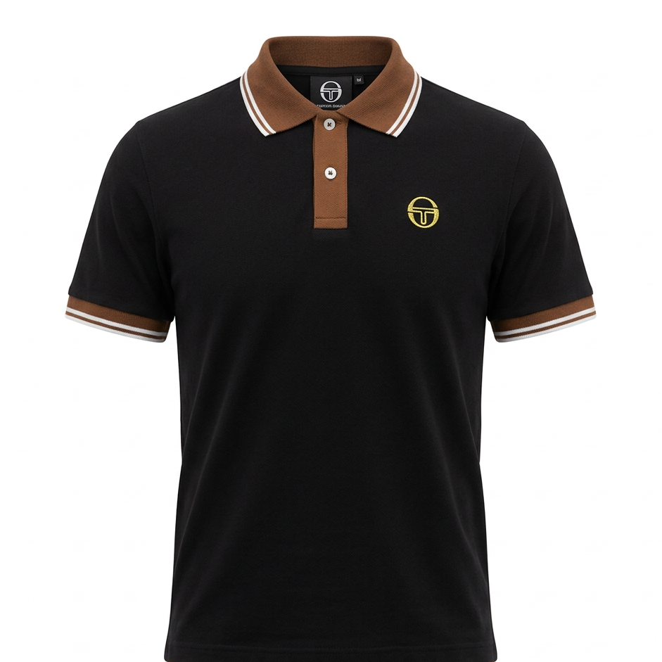 Sergio Tacchini 020 Polo Shirt Black/Potting Soil/Gardenia