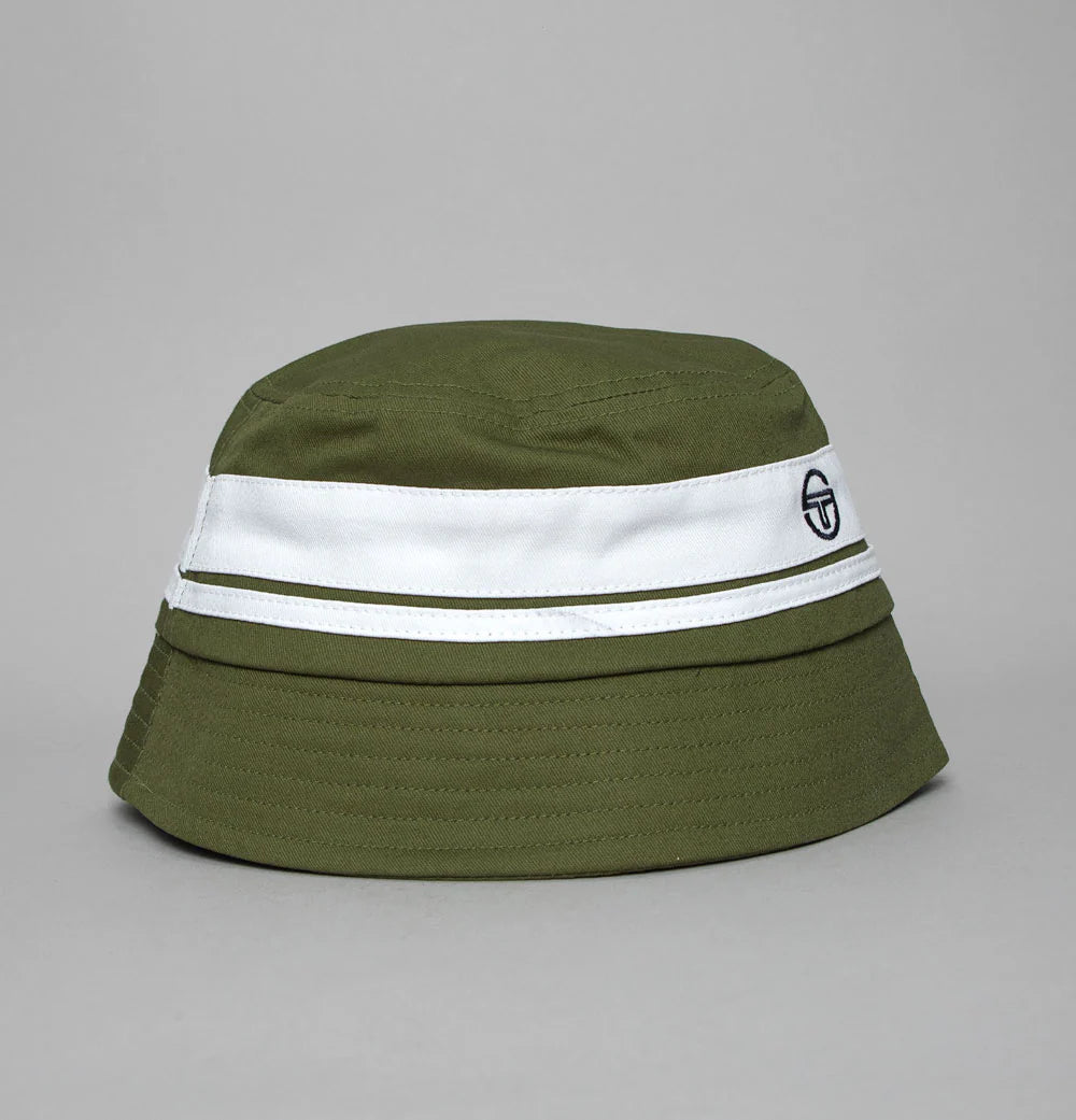 Sergio Tacchini Newsford Bucket Hat In Sphagnum Green/ Gardenia