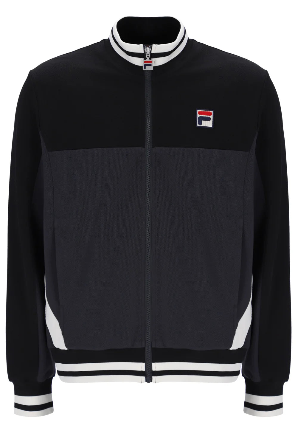 Fila Vintage Tiebreaker Funnel Neck Track Jacket Black/Charcoal/Gardenia