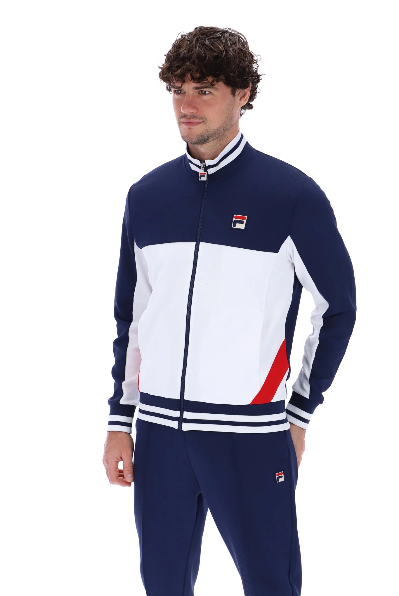 Fila Tiebreaker Track Top In Navy/Red