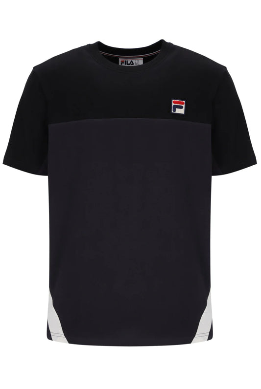 Fila Vintage Tiebreaker Colour Block T-Shirt Black/Charcoal/Gardenia