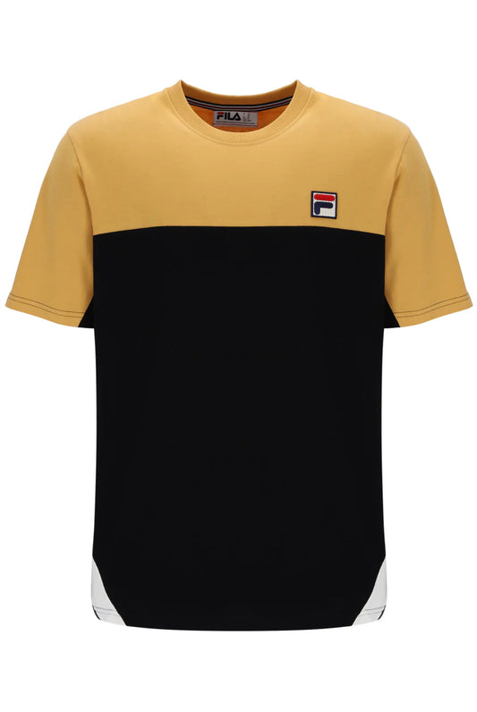 Fila Vintage Tiebreaker Colour Block T-Shirt Oak Buff/Black/Gardenia