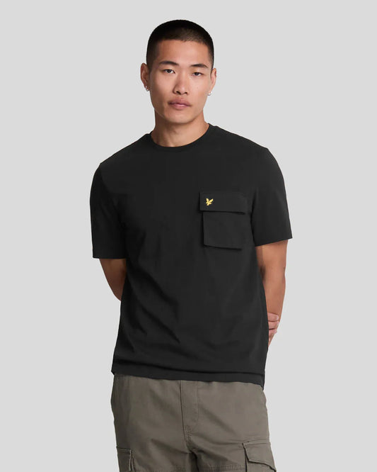 Lyle & Scott Woven Pocket T-Shirt In Jet Black