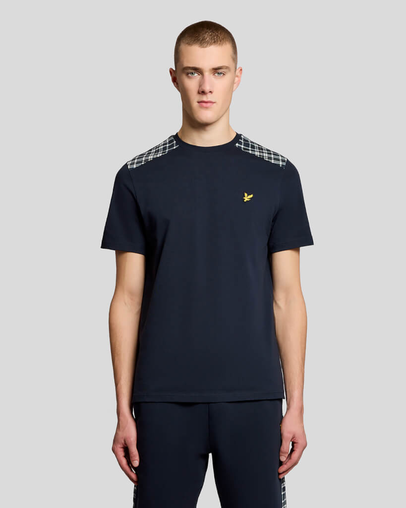Lyle & Scott Check Panelled T-Shirt Navy