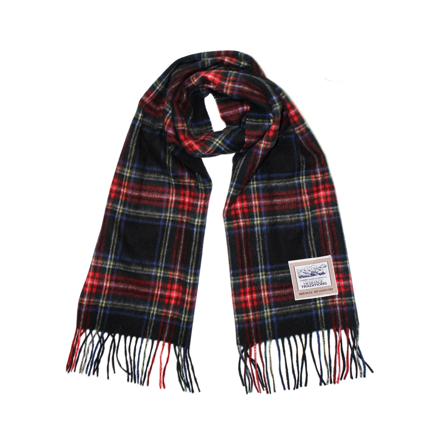 Carlyle Black Stewart Tartan Woollen Scarf Heritgae