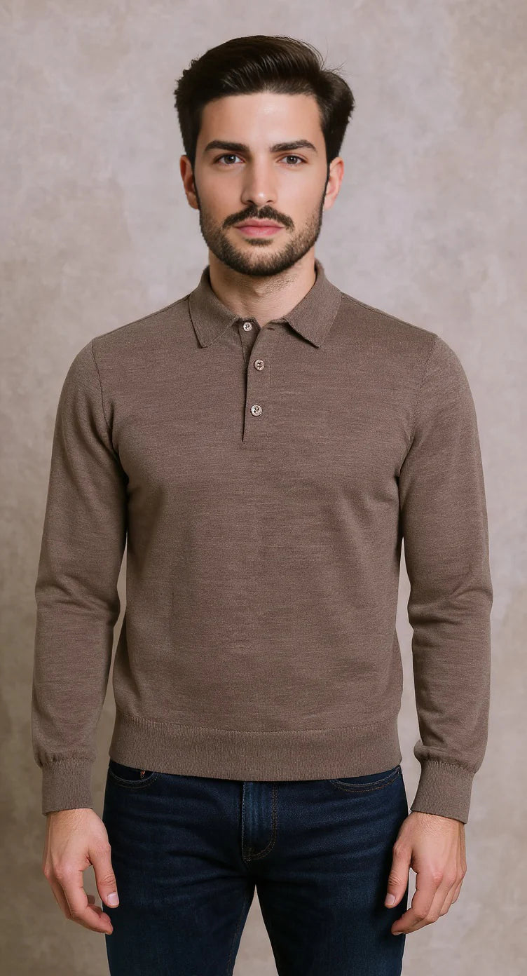 Arthur & Russell Long Sleeve Polo Shirt Mousse - RD1 Clothing