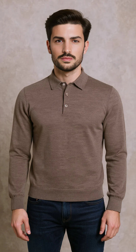 Arthur & Russell Long Sleeve Polo Shirt Mousse - RD1 Clothing