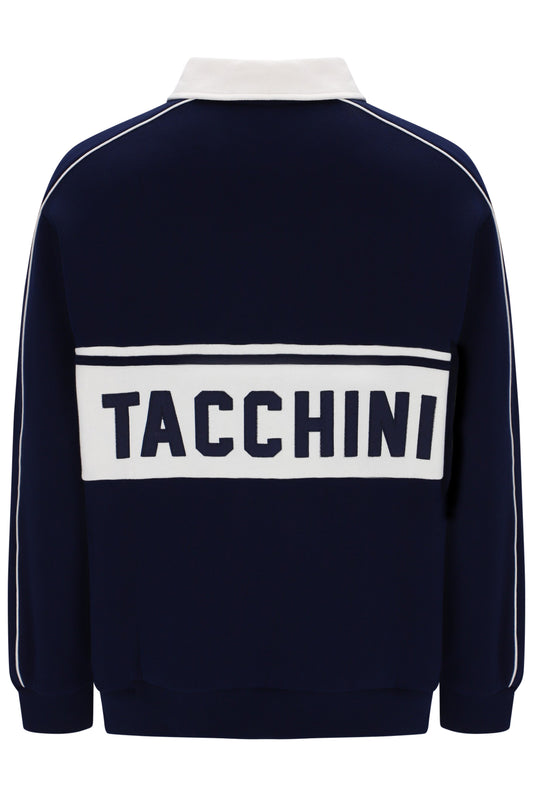 Sergio Tacchini Vitelli Longsleeve Sweat Polo Shirt Navy/Gardenia