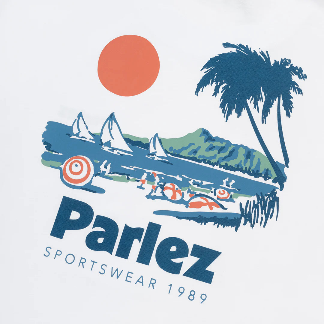 White Parlez Willford T-Shirt featuring a casual fit and minimal design, ideal for everyday wear and comfortable style.