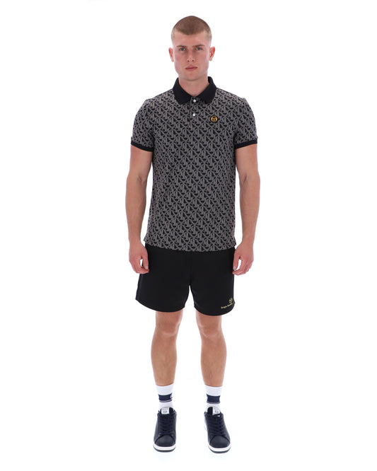 Sergio Tacchini Wilmer Monogram Polo Black/Charcoal - RD1 Clothing