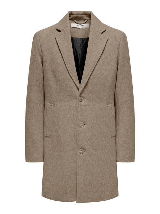 Only & Sons Onsmatthew Wool Coat Timber Wolf Melange