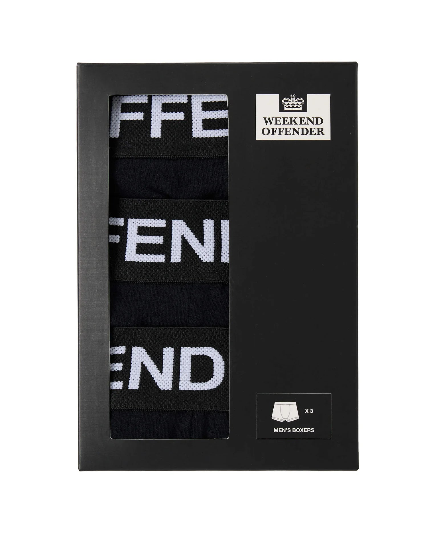 Weekend Offender Boxer Shorts Pack Of 3 Black - RD1 Clothing