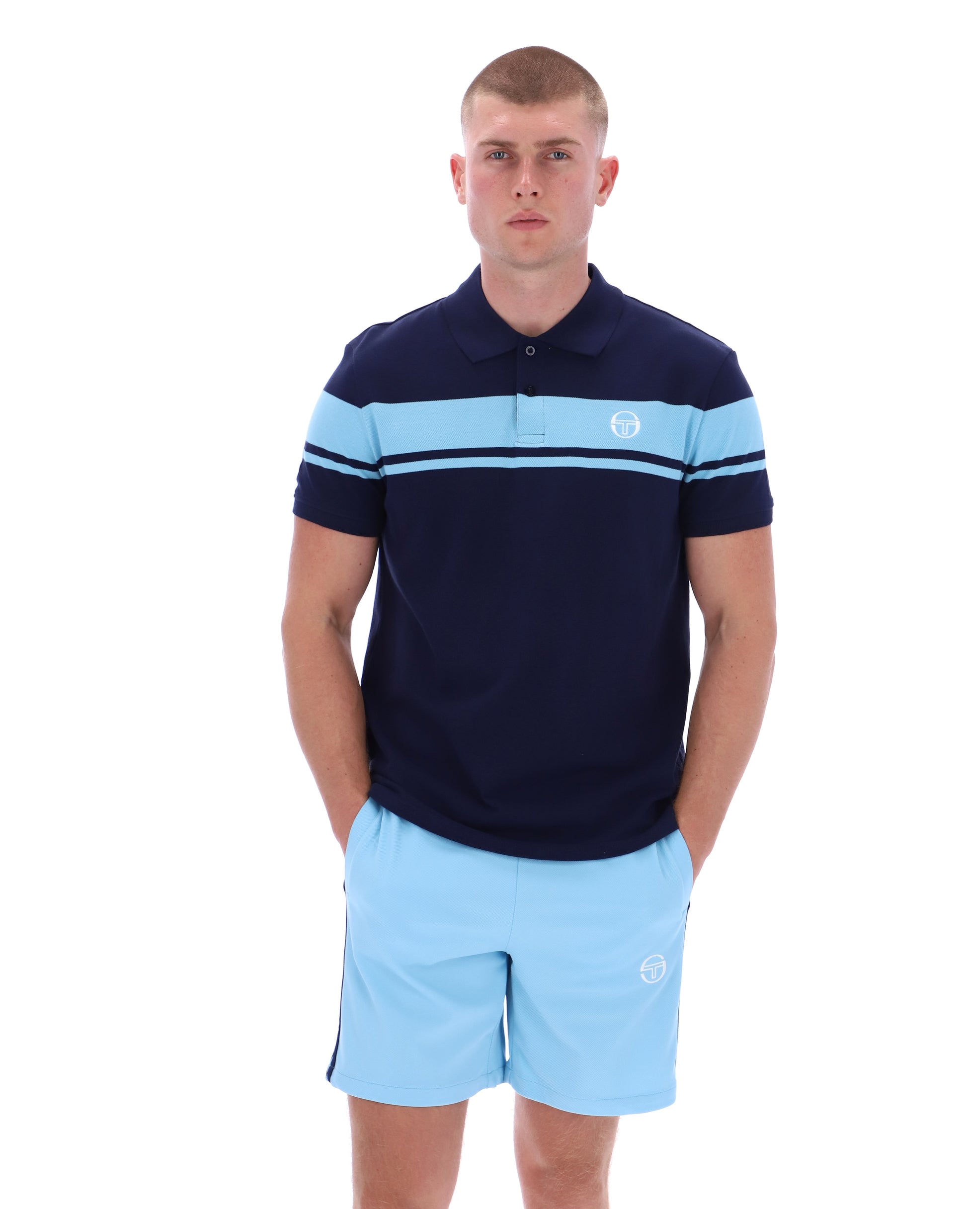 Sergio Tacchini Young Line Polo Shirt Navy/Baltic Sea - RD1 Clothing
