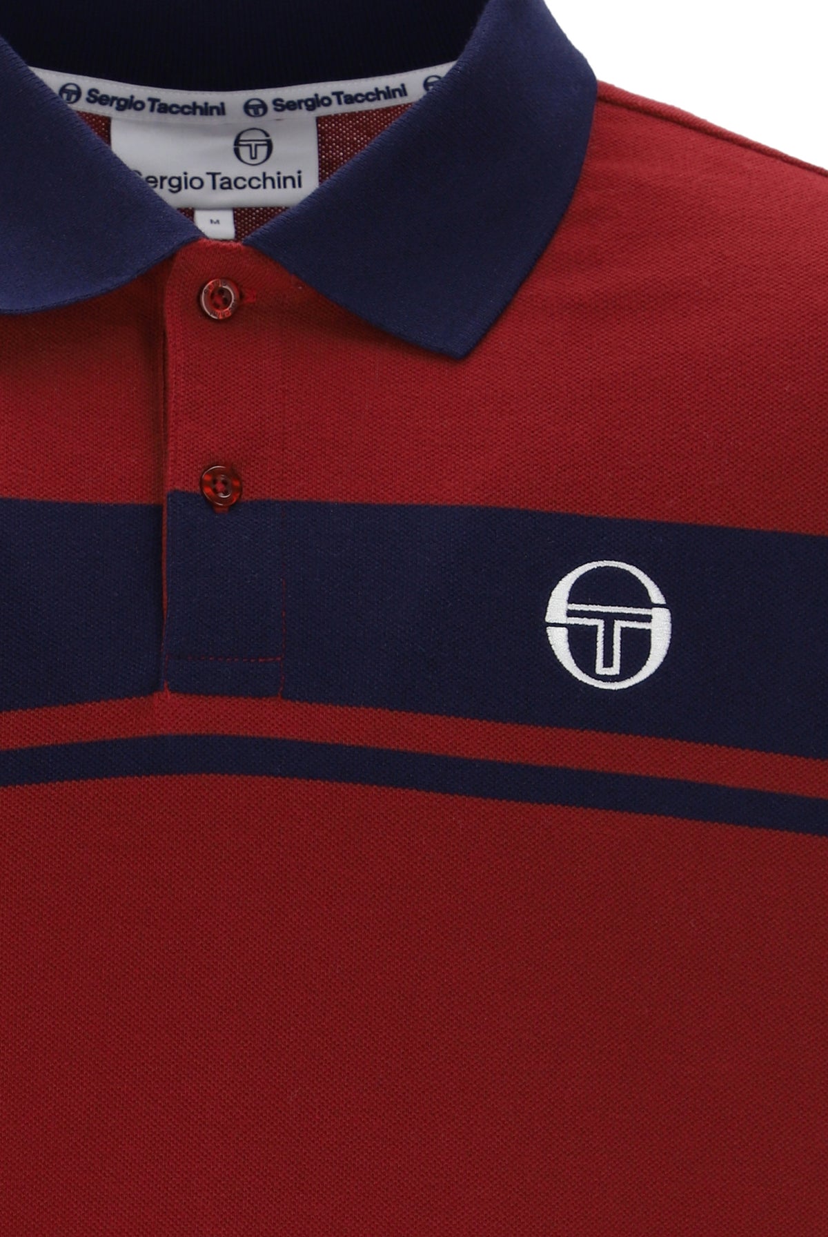 Sergio Tacchini Young Line polo shirt in merlot and maritime blue, featuring a classic collar and embroidered logo.