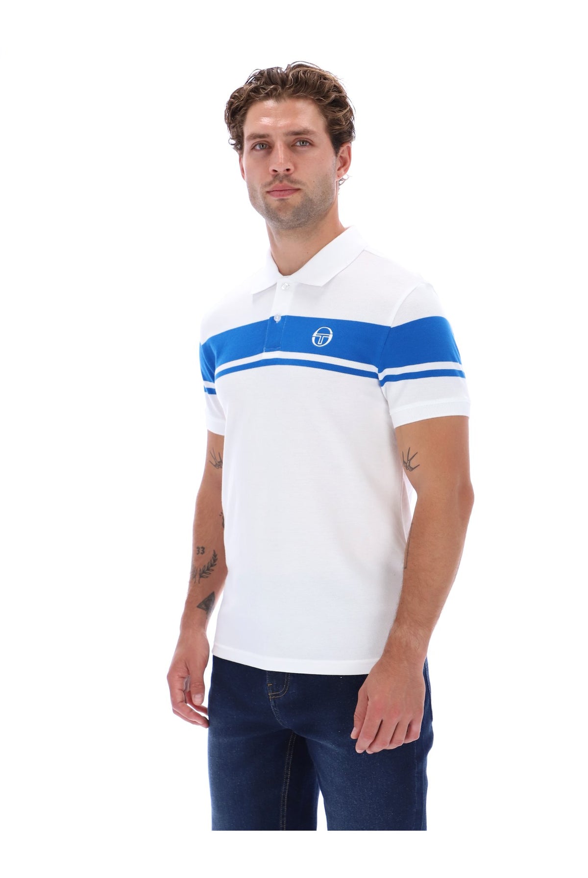Sergio Tacchini Young Line Polo Shirt White/Princess Blue