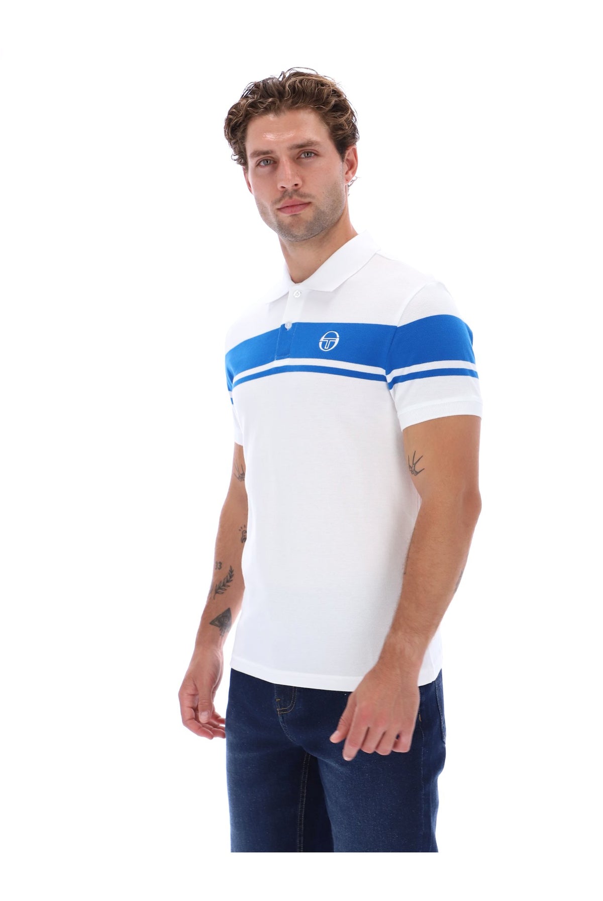 Sergio Tacchini Young Line Polo Shirt White/Princess Blue