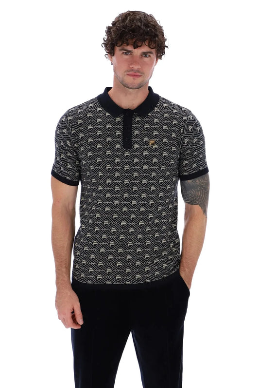 Fila Zano Geo Pattern Polo-Black/Abby Stone