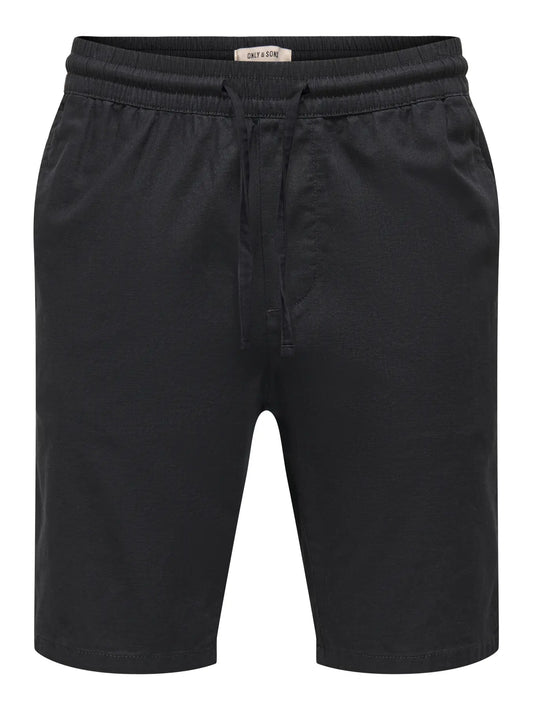 Only & Sons Onsreid Slim Slub Shorts Black - RD1 Clothing