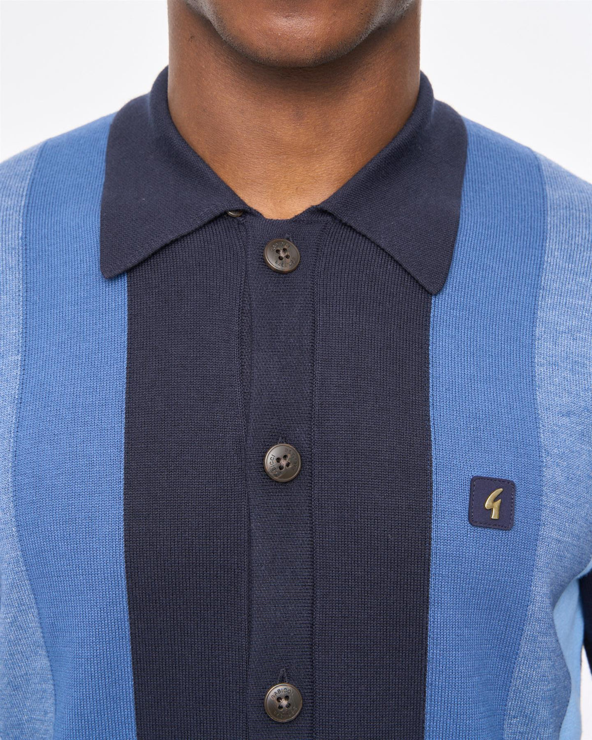 Gabicci Vintage Pedro Knitted Longsleeve Polo Navy