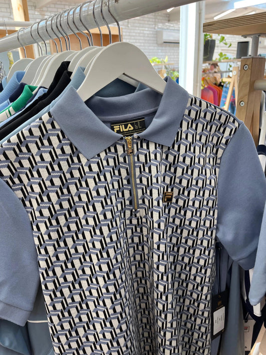 Fila Axel Geo Jacquard Polo Sky