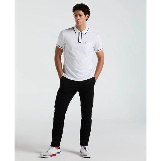 Original Penguin Earl Pique Polo Shirt in bright white, featuring a classic collar and short sleeves, laid flat.