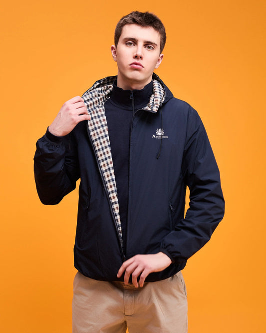 Aquascutum Active Hooded Sailor Reversible Jacket Navy