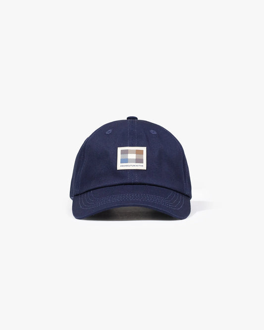 Aquascutum Iconic Rubber Patch Baseball Cap Navy