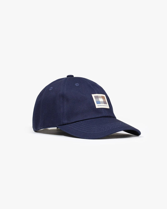 Aquascutum Iconic Rubber Patch Baseball Cap Navy