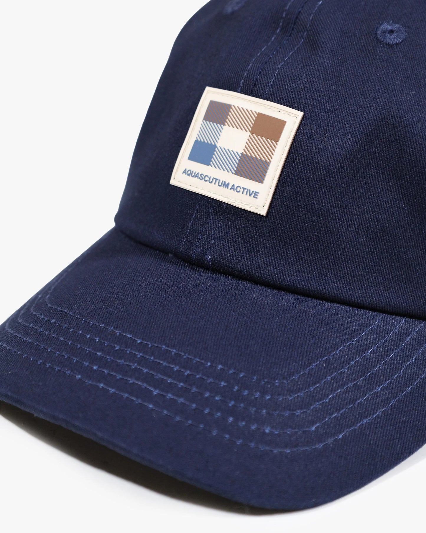 Aquascutum Iconic Rubber Patch Baseball Cap Navy