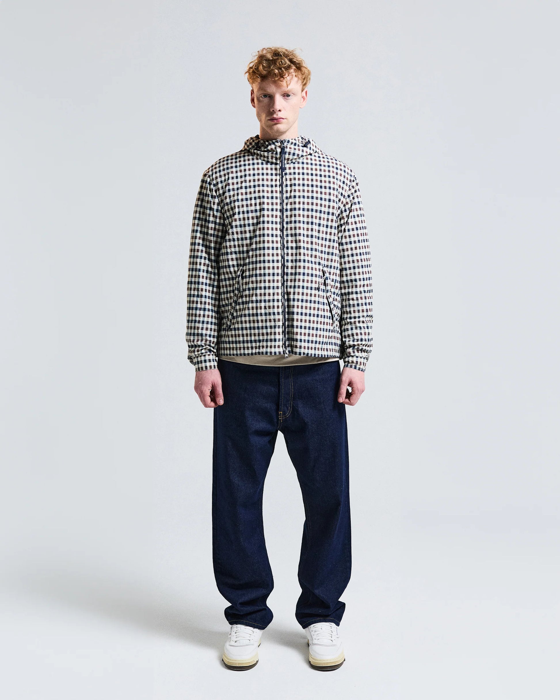 Aquascutum Lamina hooded jacket with classic club check pattern, featuring a tailored fit and stylish design.