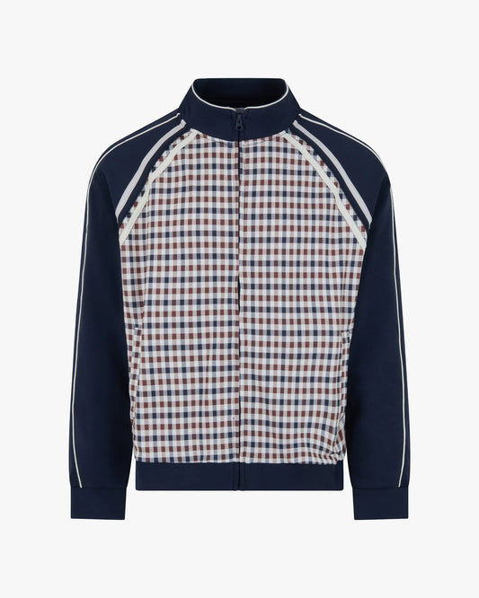 Aquascutum Club Check Scuba Stripes Track Top Navy - RD1 Clothing