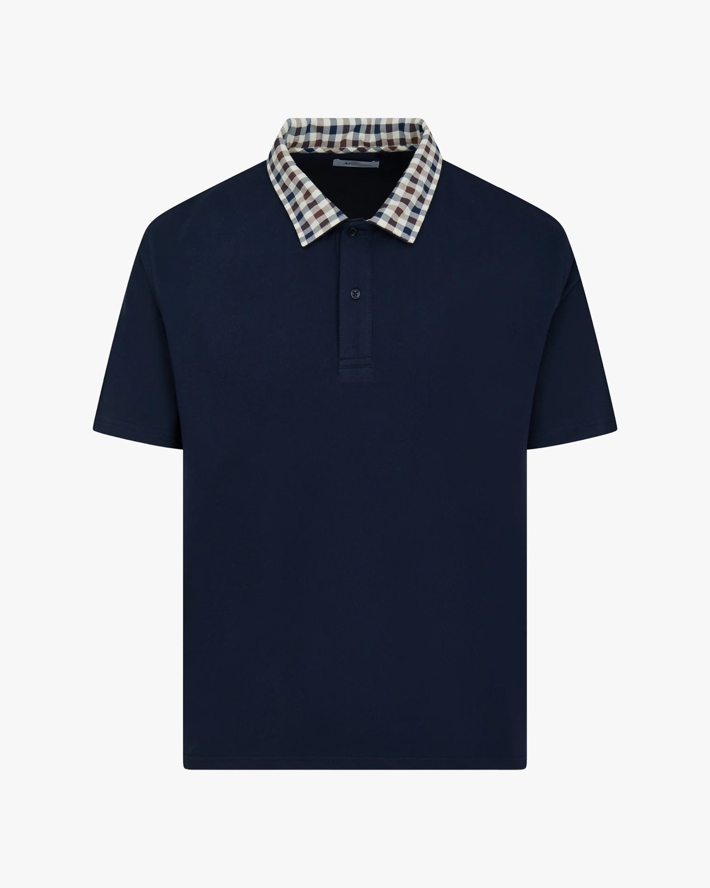 Aquascutum Club Check Collar Polo Navy - RD1 Clothing