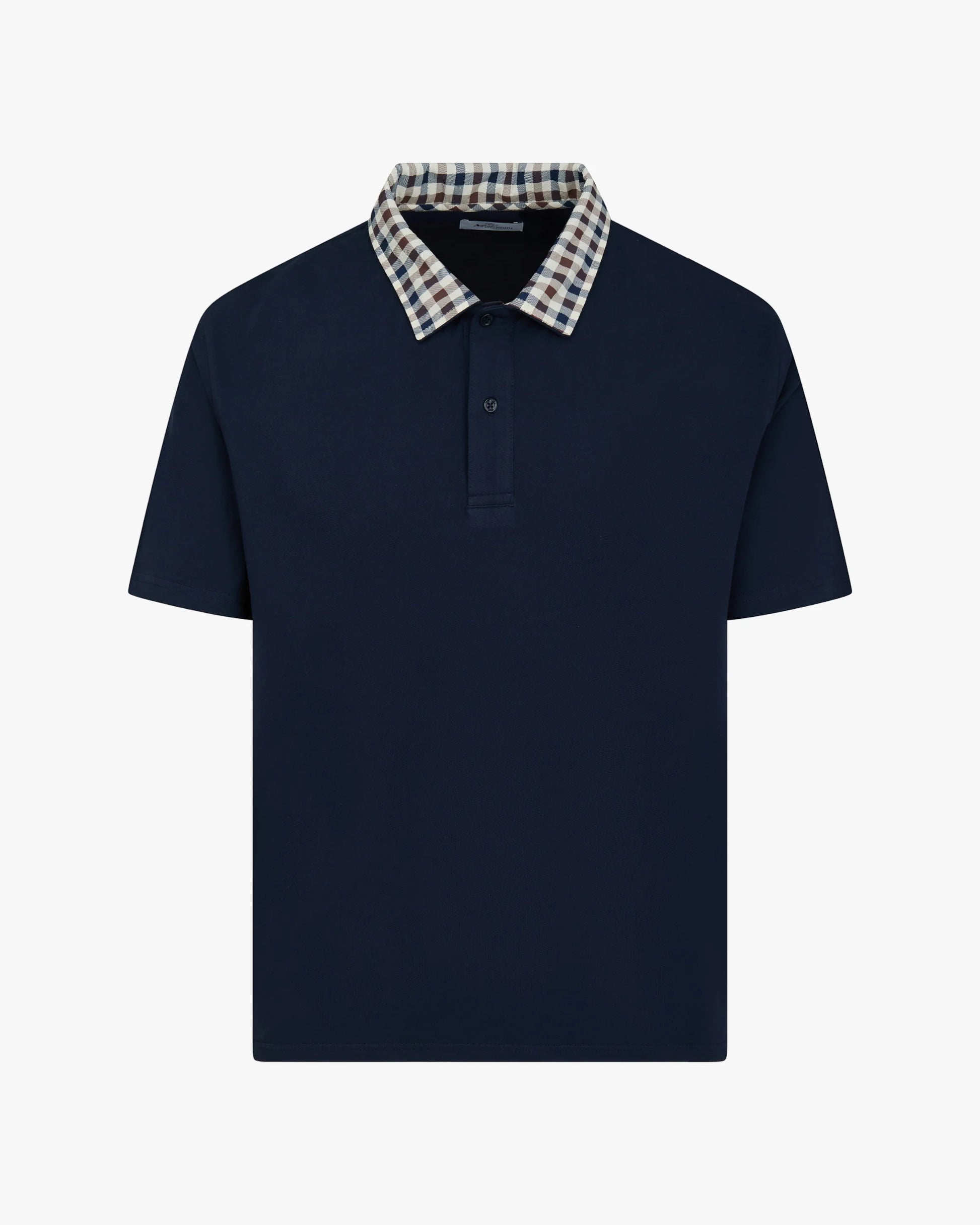 Aquascutum Club Check Collar Polo Navy - RD1 Clothing