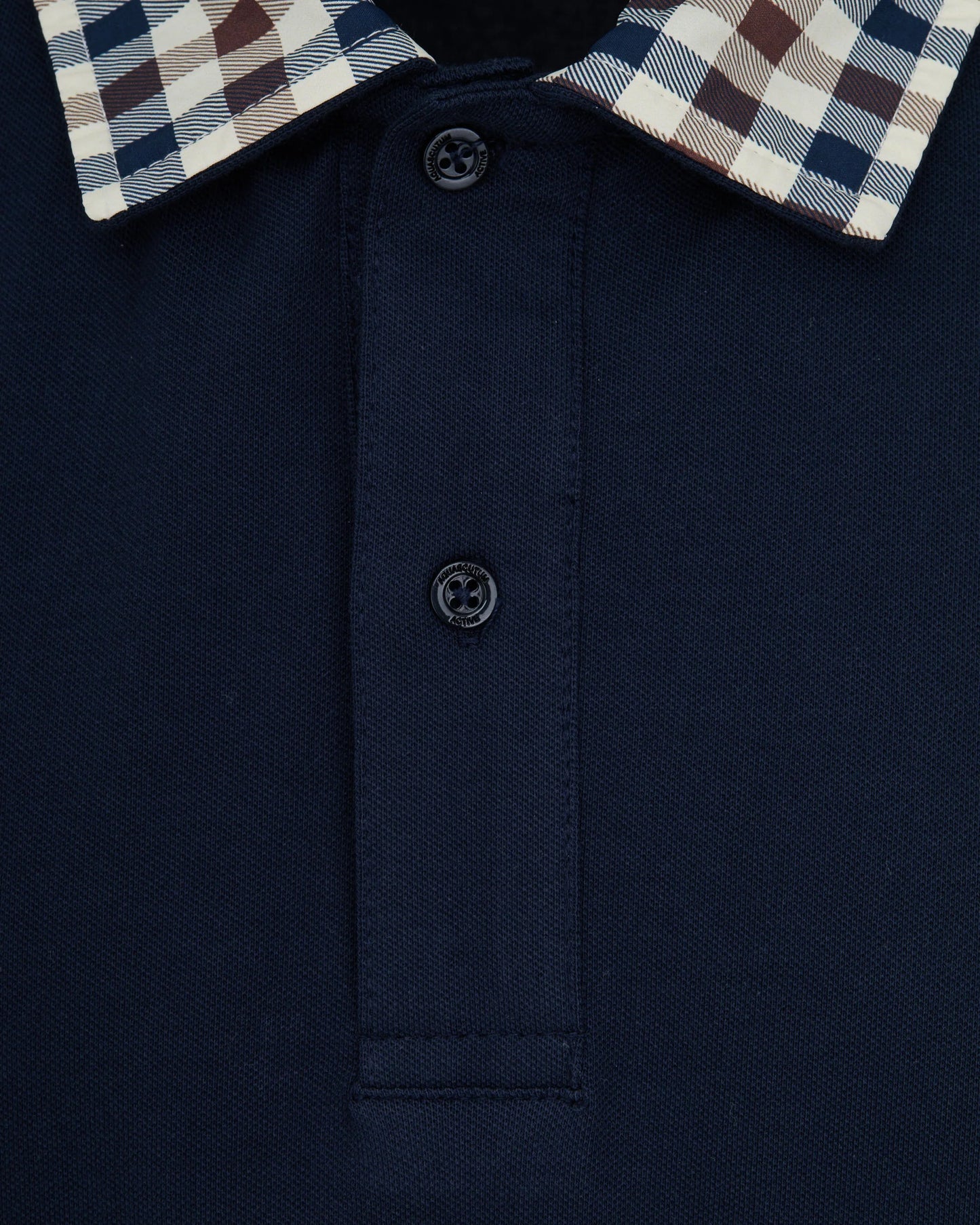 Aquascutum Club Check Collar Polo Navy - RD1 Clothing