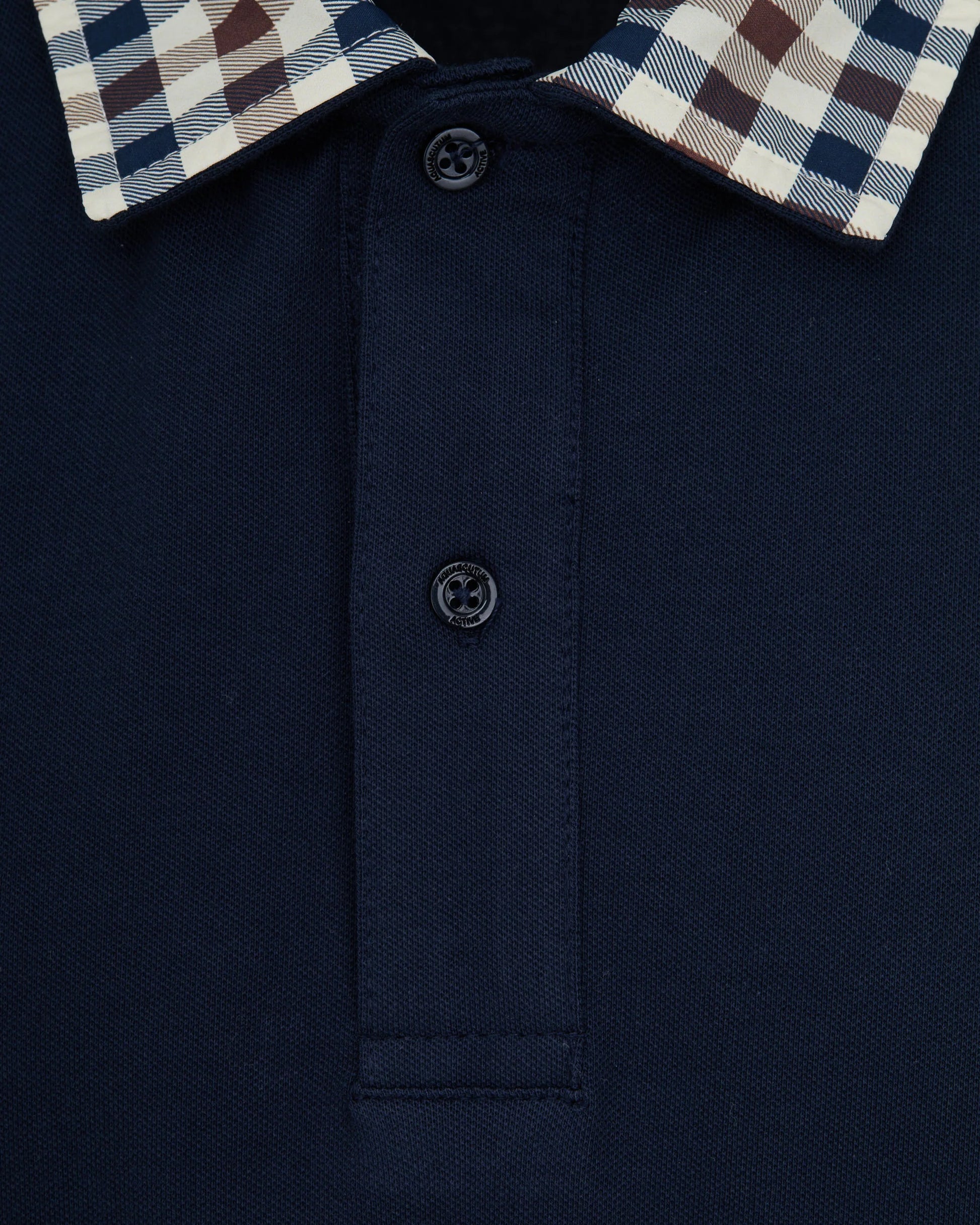Aquascutum Club Check Collar Polo Navy - RD1 Clothing