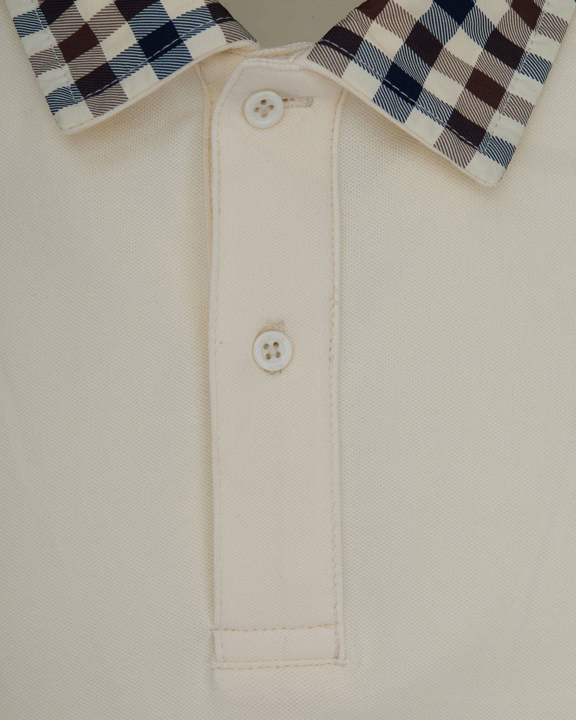 Aquascutum Club Check Collar Polo Old White - RD1 Clothing