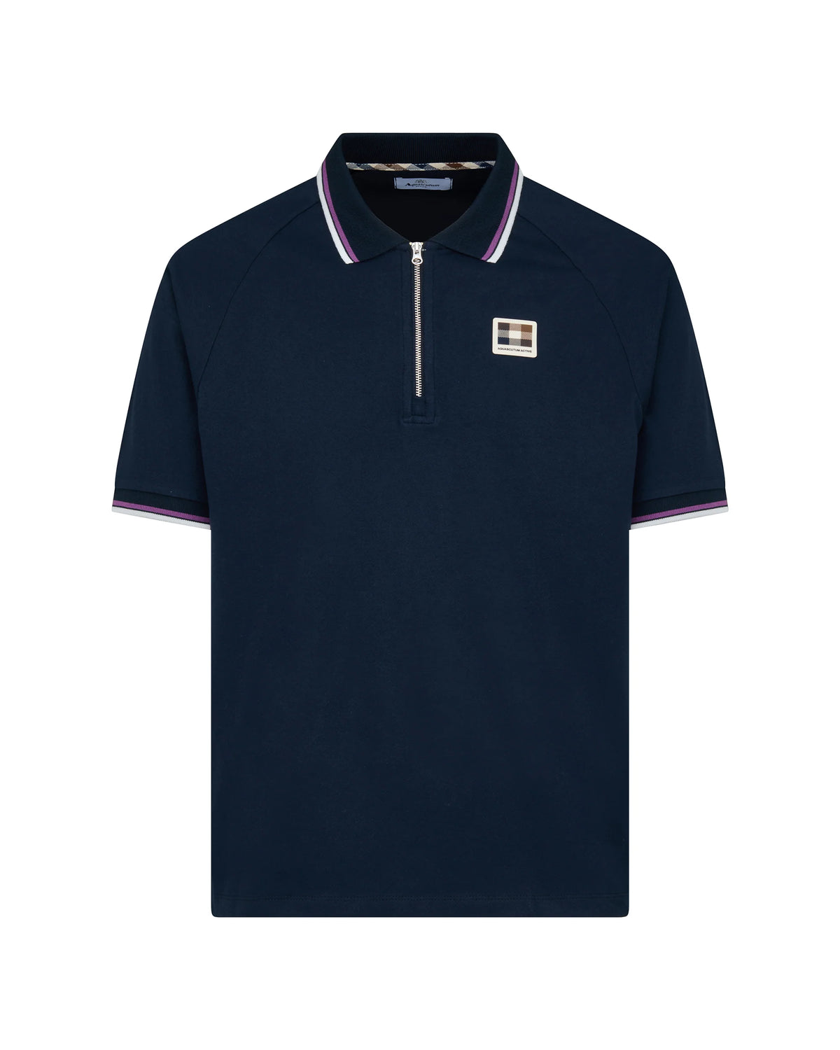 Aquascutum Stretch Piquet Half Zip Polo Navy