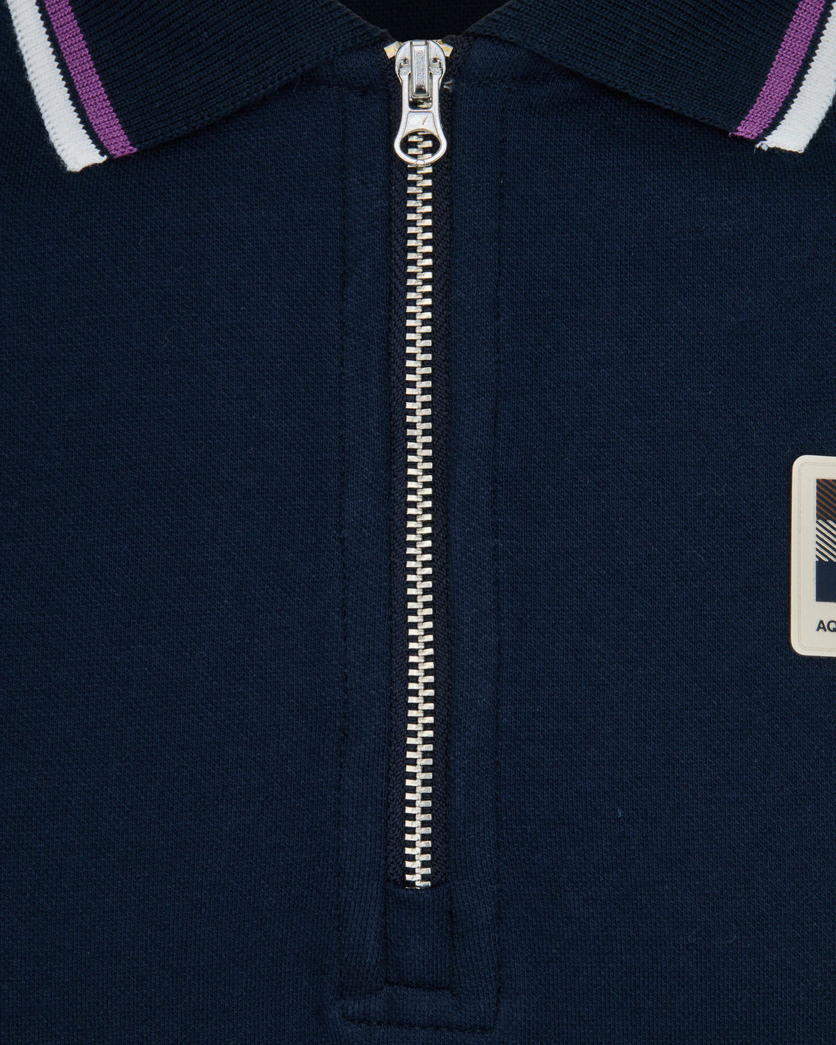 Aquascutum Stretch Piquet Half Zip Polo Navy