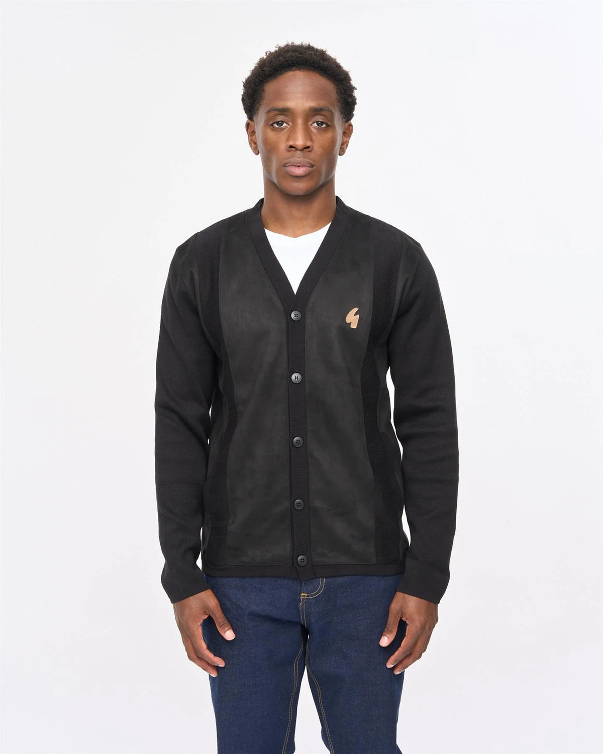 Gabicci Vintage Hurst Long Sleeve Knit Cardigan Black