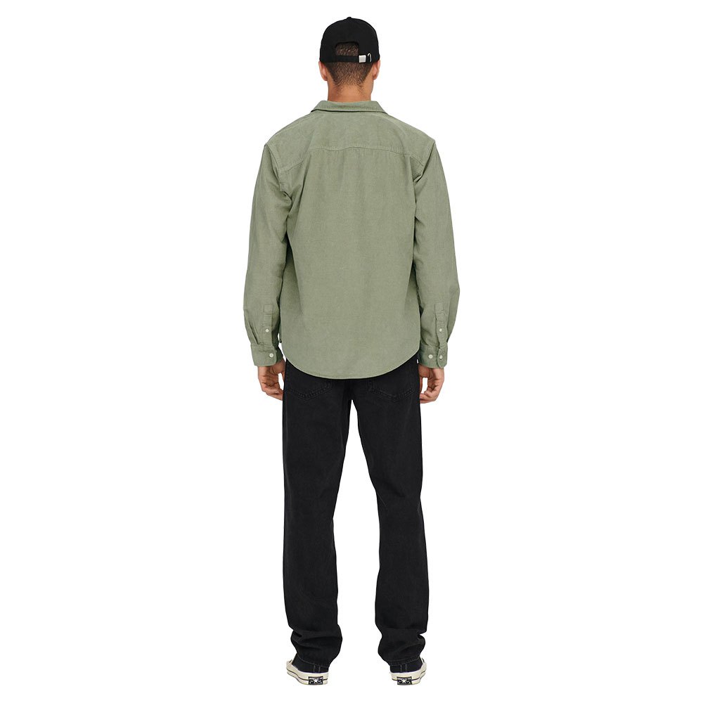 Only & Sons Cord Over Shirt In Green - RD1 Clothing