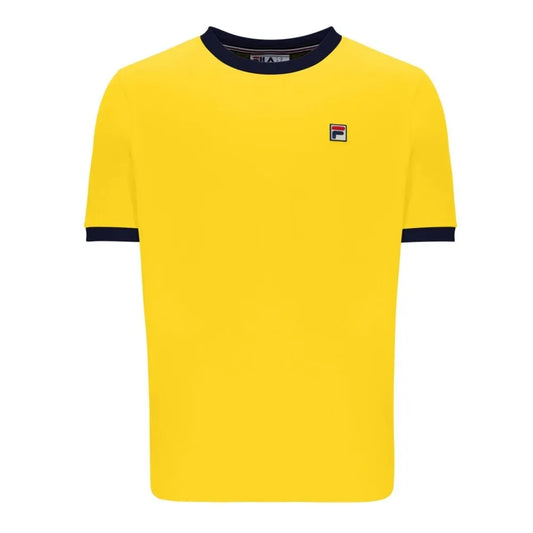 Fila Marconi Essential Ringer T-Shirt In Yellow/Navy