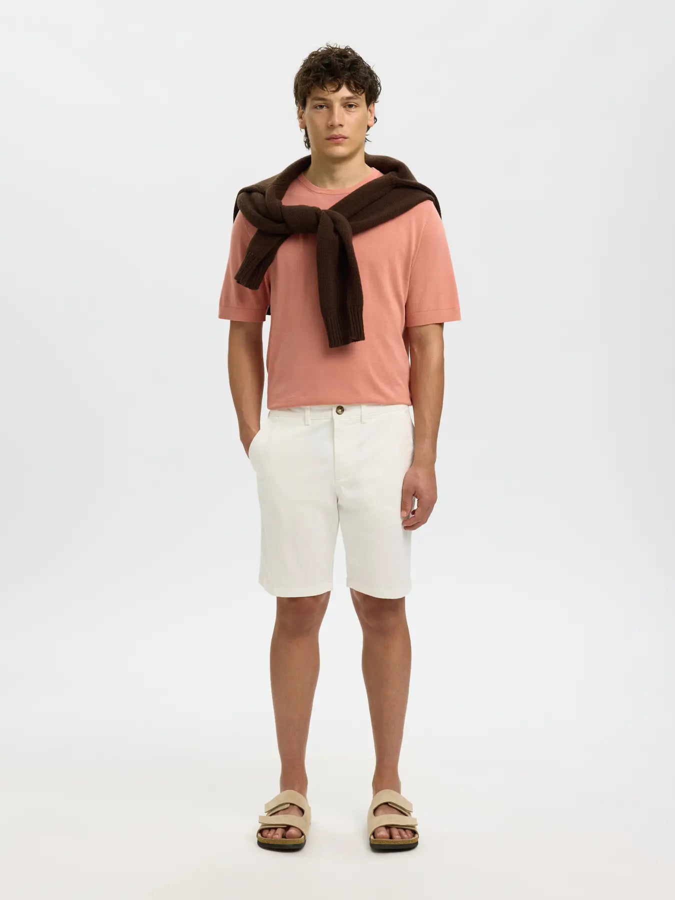 Selected Slim-Miles Flex Chino Shorts White - RD1 Clothing