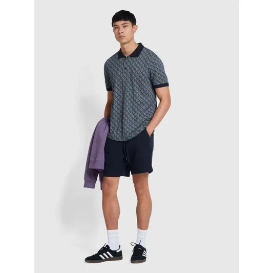 Farah Heydon AOP Polo Shirt In True Navy