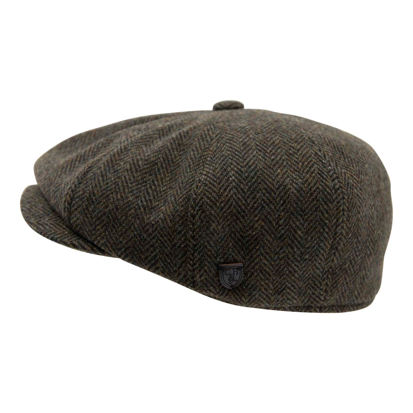 Carlyle Jumbo Herringbone Wool Newsboy Cap Brown