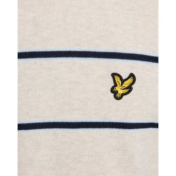 Lyle & Scott Cotton Striped Crew Neck Jumper Light Grey Marl - RD1 Clothing