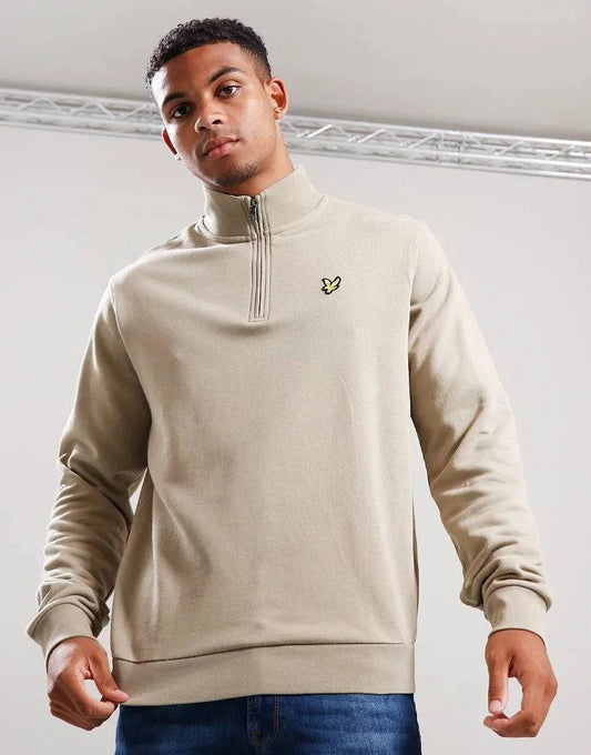 Lyle & Scott Quarter Zip Sweat In Sage Uniform - RD1 Clothing