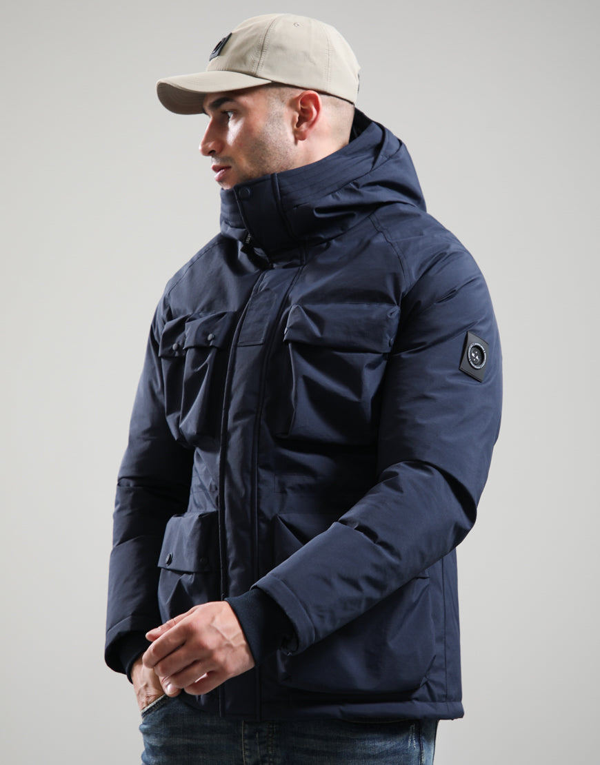 Marshall Artist Hawksley Parka navy jacket front view