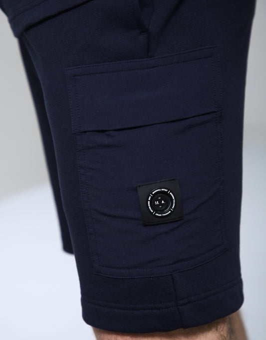 Marshall Artist Kyoto Pocket Shorts in navy, casual men's shorts with front and back pockets, made from lightweight fabric.